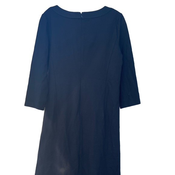 TALBOTS $129 Seamed Ponte Stretch 3/4 Sleeve Shift Dress Black Size 8 - Picture 6 of 7